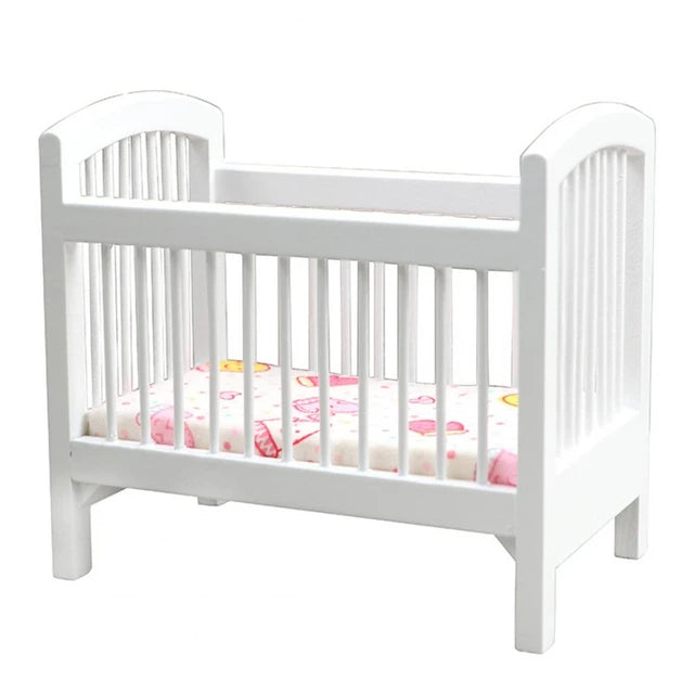 Elisashop*Berceau Miniature Blanc en Bois Oblong pour Bébé