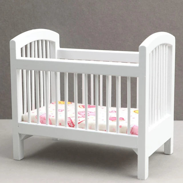 Elisashop*Berceau Miniature Blanc en Bois Oblong pour Bébé