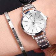 Elisashop*Montre bracelet à Quartz en acier inoxydable pour femme