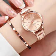 Elisashop*Montre bracelet à Quartz en acier inoxydable pour femme