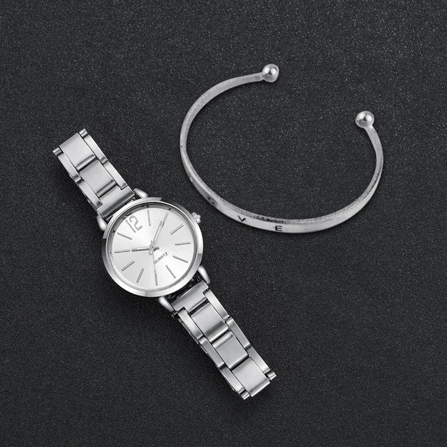 Elisashop*Montre bracelet à Quartz en acier inoxydable pour femme