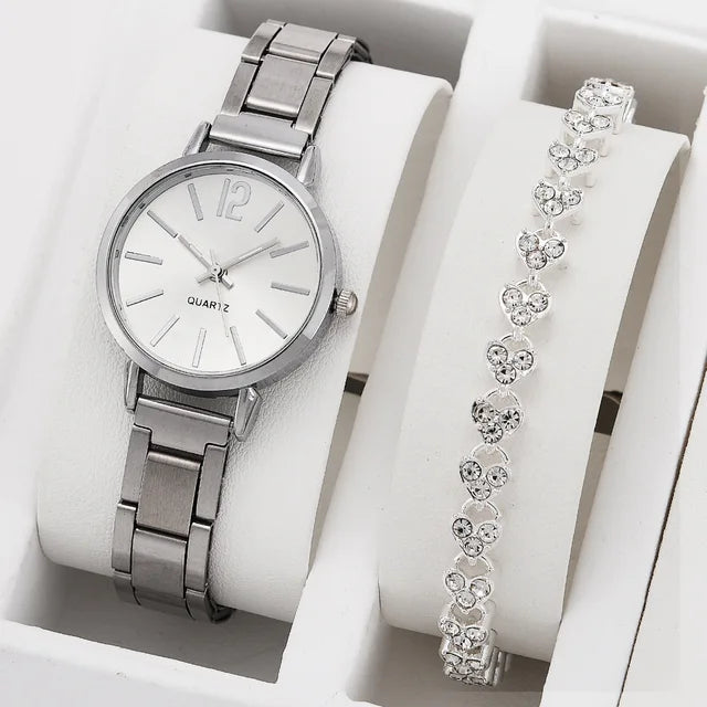 Elisashop*Montre bracelet à Quartz en acier inoxydable pour femme